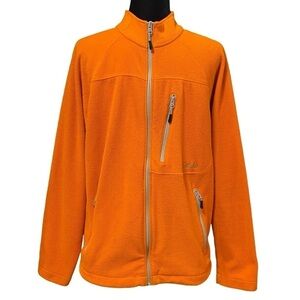 Cabela’s Orange Fleece Jacket Full Zip Mock Neck Outdoor Gorpcore Size Small